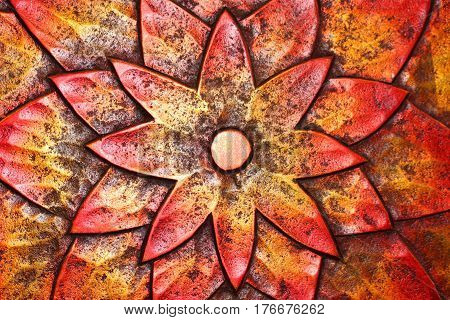 Closeup of Shiny Garden Art Metal Flower