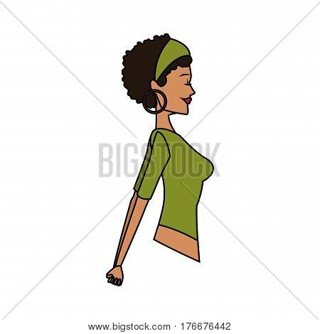 beautiful olive skin young woman with curly black hair icon image vector illustration design