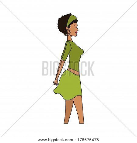 beautiful olive skin young woman with curly black hair icon image vector illustration design