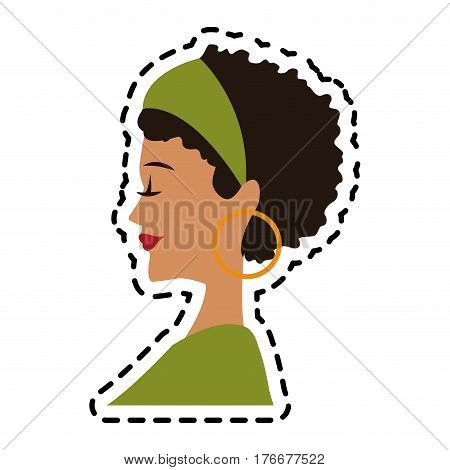 beautiful olive skin young woman with curly black hair icon image vector illustration design