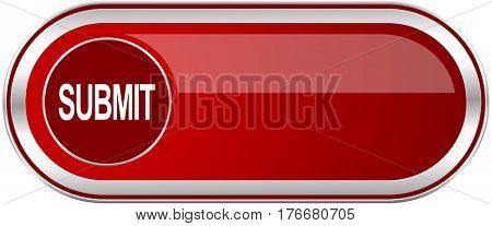 Submit red long glossy silver metallic banner. Modern design web icon for smartphone applications