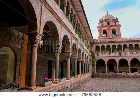 Courtyard Of Convent Of Santo Domingo In Koricancha Complex, Cusco, Peru