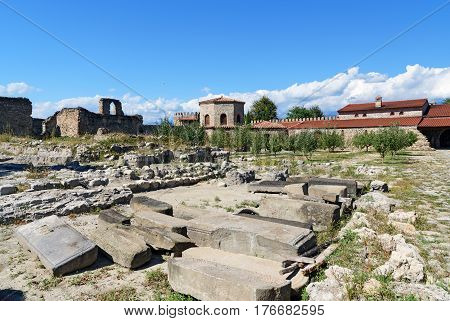 Old Stones In Alaverdi Monastery At Alazani Valley. Kakheti Region. Georgia