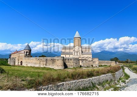View Of Alaverdi Monastery In The Alazani Valley. Kakheti Region. Georgia