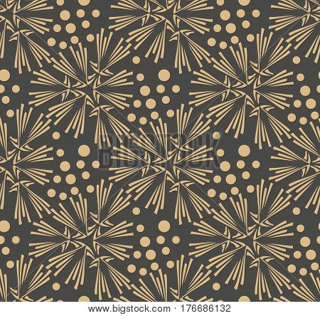 Dandelion flower seamless pattern vector. Background with abstract taraxacum and dots