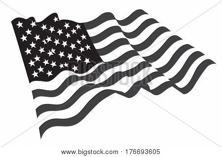 American flag vector usa culture grayscale national