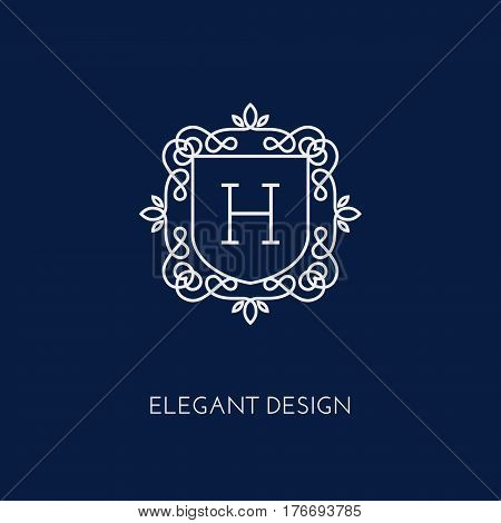 Simple and elegant monogram design template with letter H. Vector illustration.