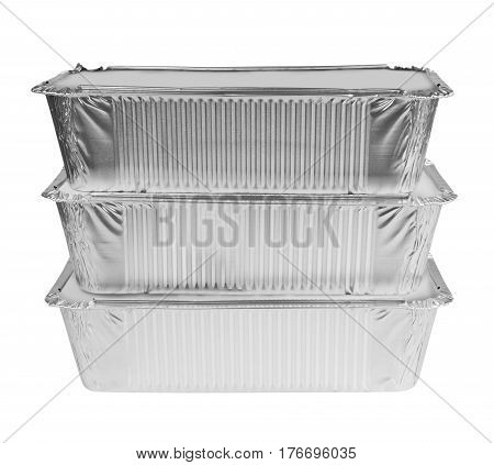 Foil tray for food on a white background