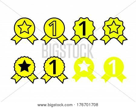 Yellow color simple badges set on white background