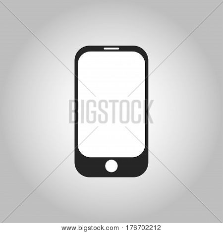 icon black cellphone on grey gradient background