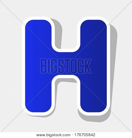 Letter H sign design template element. Vector. New year bluish icon with outside stroke and gray shadow on light gray background.