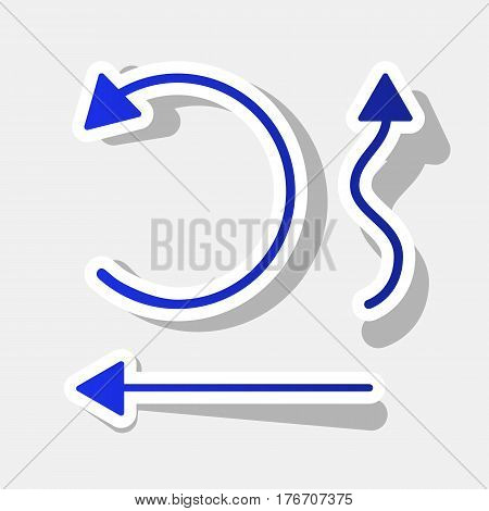 Simple set to Interface Arrows Vector. New year bluish icon with outside stroke and gray shadow on light gray background.