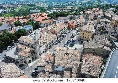 Piazza Grande And Church Of The Suffrage On Borgo Maggiore