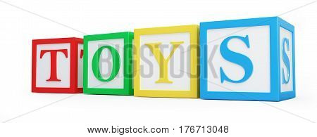 Toy blocks on a white background 3D illustration