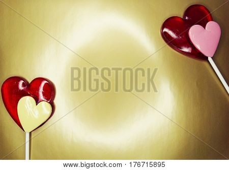hearts red lollipops love concept valentine's day