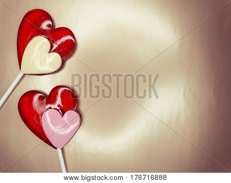 hearts red lollipops love concept valentine's day