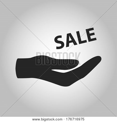 icon hand holding sale isolated on grey background