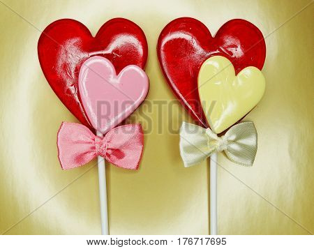 hearts red lollipops love concept valentine's day