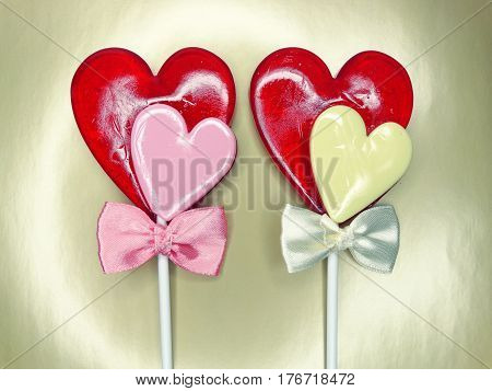 hearts red lollipops love concept valentine's day