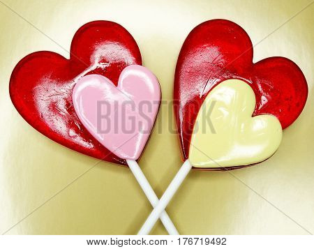 hearts red lollipops love concept valentine's day