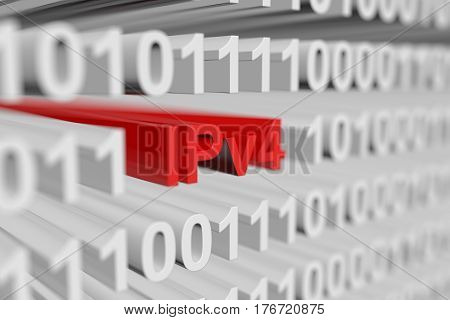 IPv4 is represented as a binary code with blurred background 3d illustration