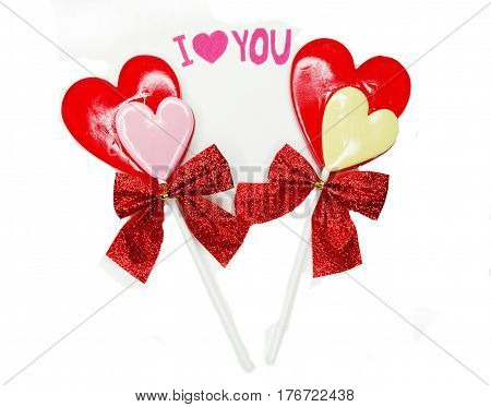 hearts red lollipops love concept valentine's day