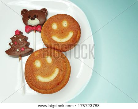 creative baked food cakes funny faces and chocolate bear for child dessert