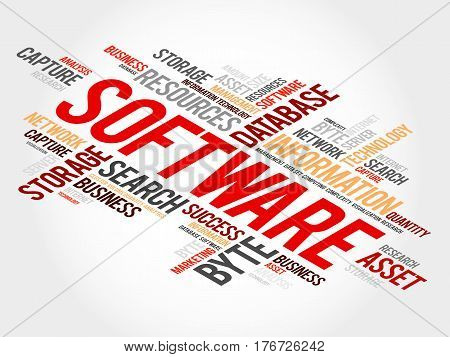Software word cloud collage, business concept background