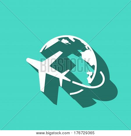 Plane Globe Icon stock vector illustration flat design