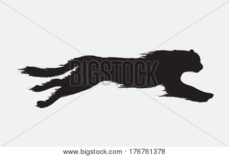 panther attack motion silhouette.Wildcat sign or logo.Vector animal symbol