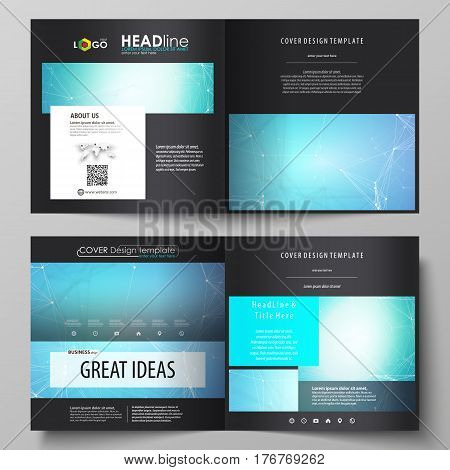Business templates for square design bi fold brochure, magazine, flyer, booklet or annual report. Leaflet cover, abstract flat layout, easy editable vector. Chemistry pattern, connecting lines and dots, molecule structure, medical DNA research. Medicine c