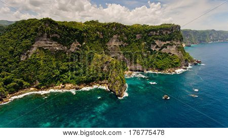 Aerial view on Temeling bay Nusa Penida Bali Indonesia