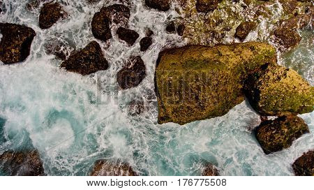 Top view of Temeling beach Nusa Penida Bali Indonesia