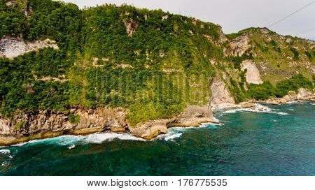 Aerial view on Peguyangan bay Nusa Penida Bali Indonesia