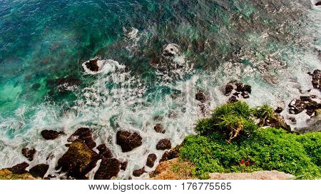 Top view on Peguyangan coastline Nusa Penida Bali Indonesia