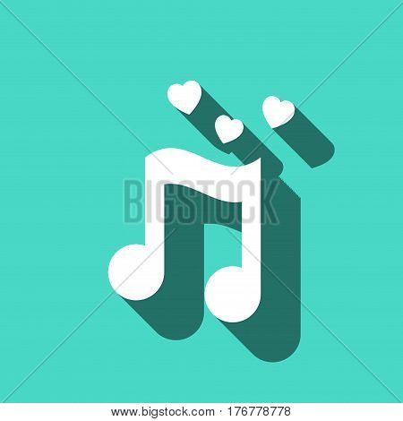 musical note with hearts icon stock vector illustration flat design