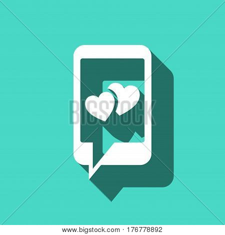 phone with hearts on the screen icon stock vector illustration flat design