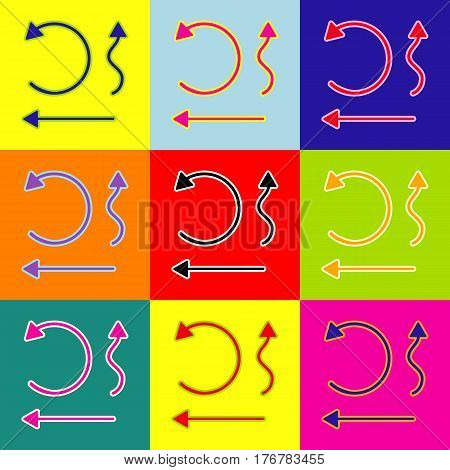 Simple set to Interface Arrows Vector. Pop-art style colorful icons set with 3 colors.