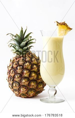 Piña colada cocktail isolated on white background.