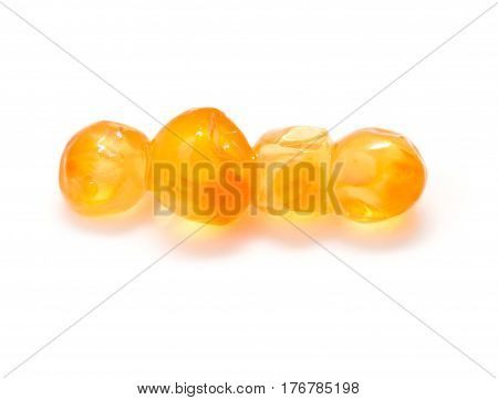 red caviar on a white background . Tasty food