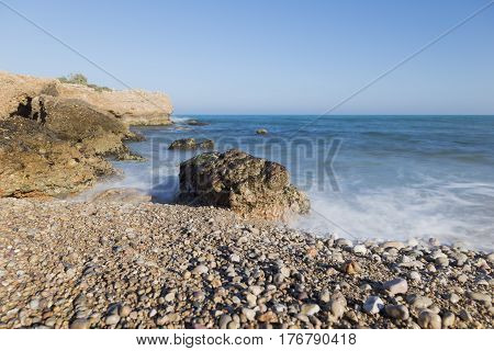 The Mediterranean sea on the coast of Vinaros Castellón