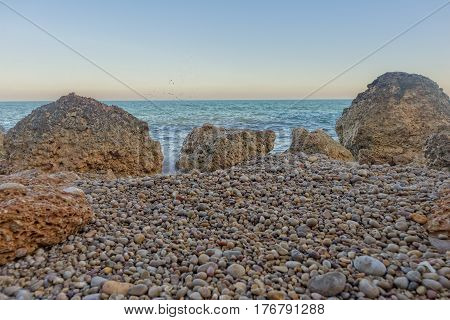 The Mediterranean sea on the coast of Vinaros Castellón