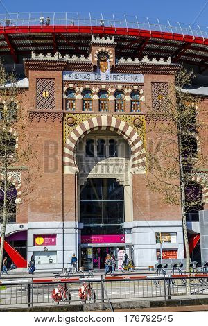 Barcelona Spain - March 17 2017: Arenas de Barcelona the former bullring of the Arenas which was a bullring in Barcelona Spain.