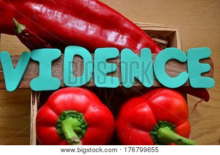 word vidence on a  absytact colorful background
