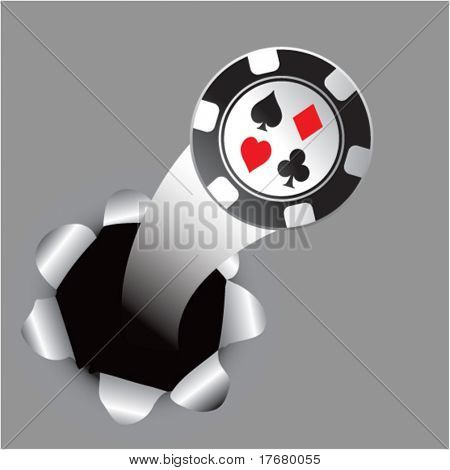poker chip ud af et papir hul