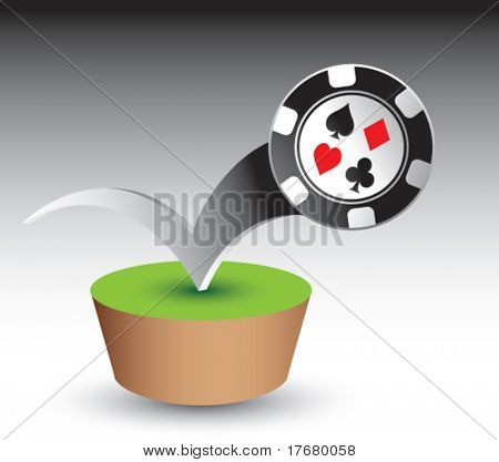 poker chip på græs patch