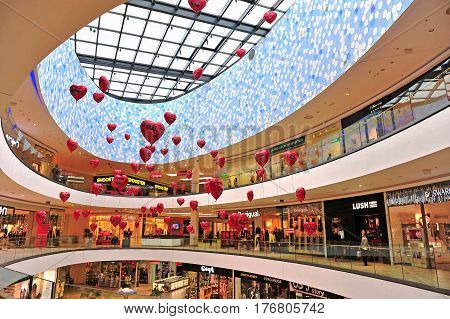 SPLIT CROATIA - FEBRUARY 18: Atrium of Mall of Split shopping center in Split on February 18 2017.