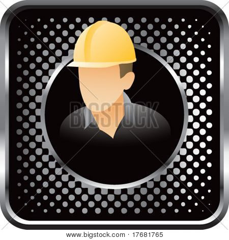 operaio edile sul pulsante web mezzitoni nero