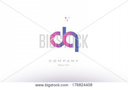 Dq D Q  Pink Modern Creative Alphabet Letter Logo Icon Template