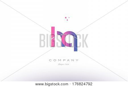 Hq H Q  Pink Modern Creative Alphabet Letter Logo Icon Template